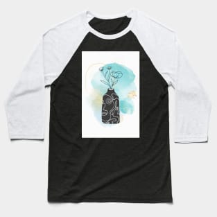 Flower vase watercolor painting - light blue paint Baseball T-Shirt